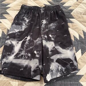 Nike Black & White Swoosh Pattern Athletic Shorts Boys